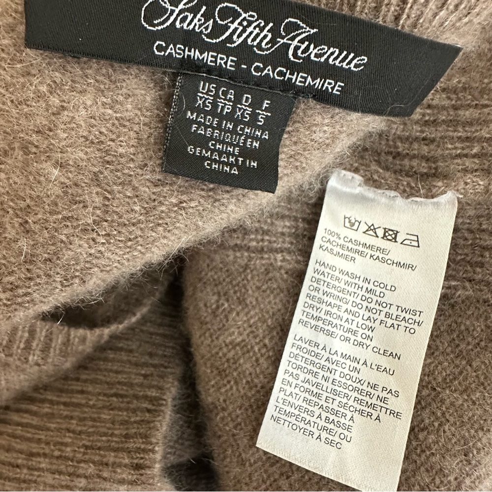 Saks Fifth Avenue Brown Cashmere Crewneck Sweater XS - Picture 13 of 13